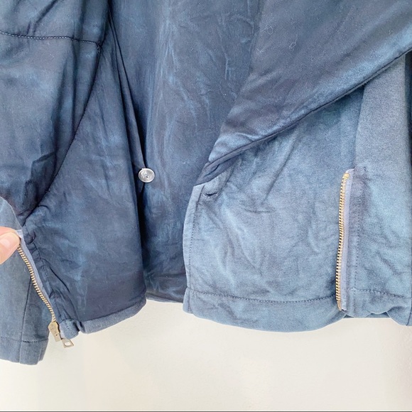 YOUNG FABULOUS & BROKE Navy Tie Dye Quilted Crop Moto Jacket Size XSmall - Picture 11 of 14